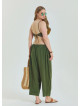 P Adjustable Waist Khaki Women's Plus Size Trousers with Rope Detail 4621